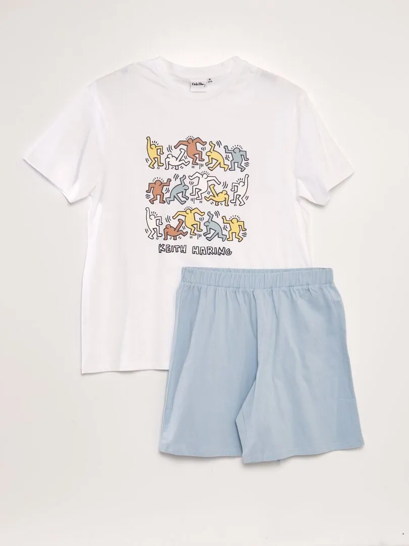 CONJUNTO DE PIJAMA 'KEITH HARING'  2 PIEZAS  AZUL